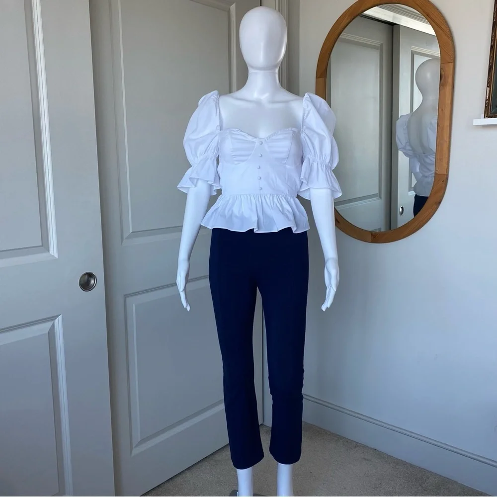 TORY BURCH BLUE STRETCH PANTS, SIZE XS